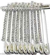 Gold Rhinestone Safety Pins Brooches Sweater Shawl Clips For Women