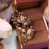 Vintage Luxury Crystal Leaf Brooches For Women Unisex